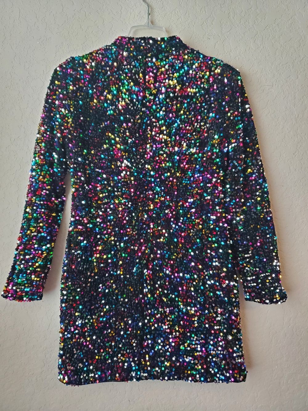 Nasty Gal Rainbow Sequin Mini Dress - Heart Cutout Back Size 12 - Picture 4 of 10